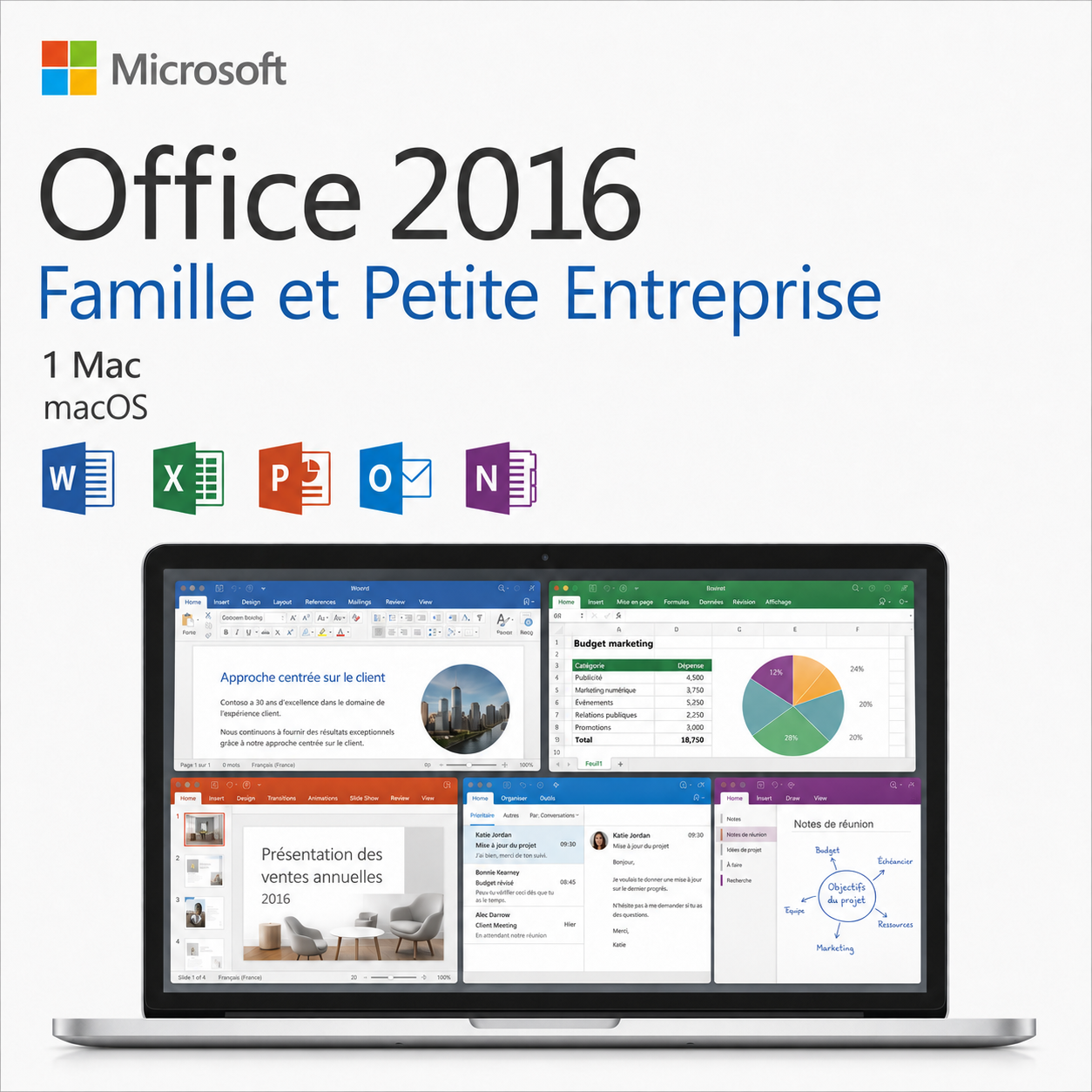Microsoft Office 2016 Famille et Petite Entreprise pour Mac