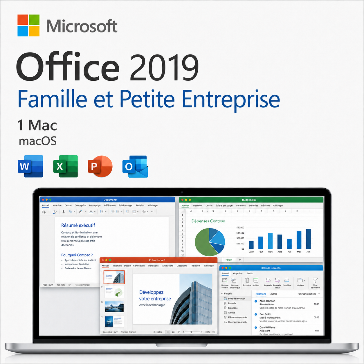 Microsoft Office 2019 Famille et Petite Entreprise pour Mac
