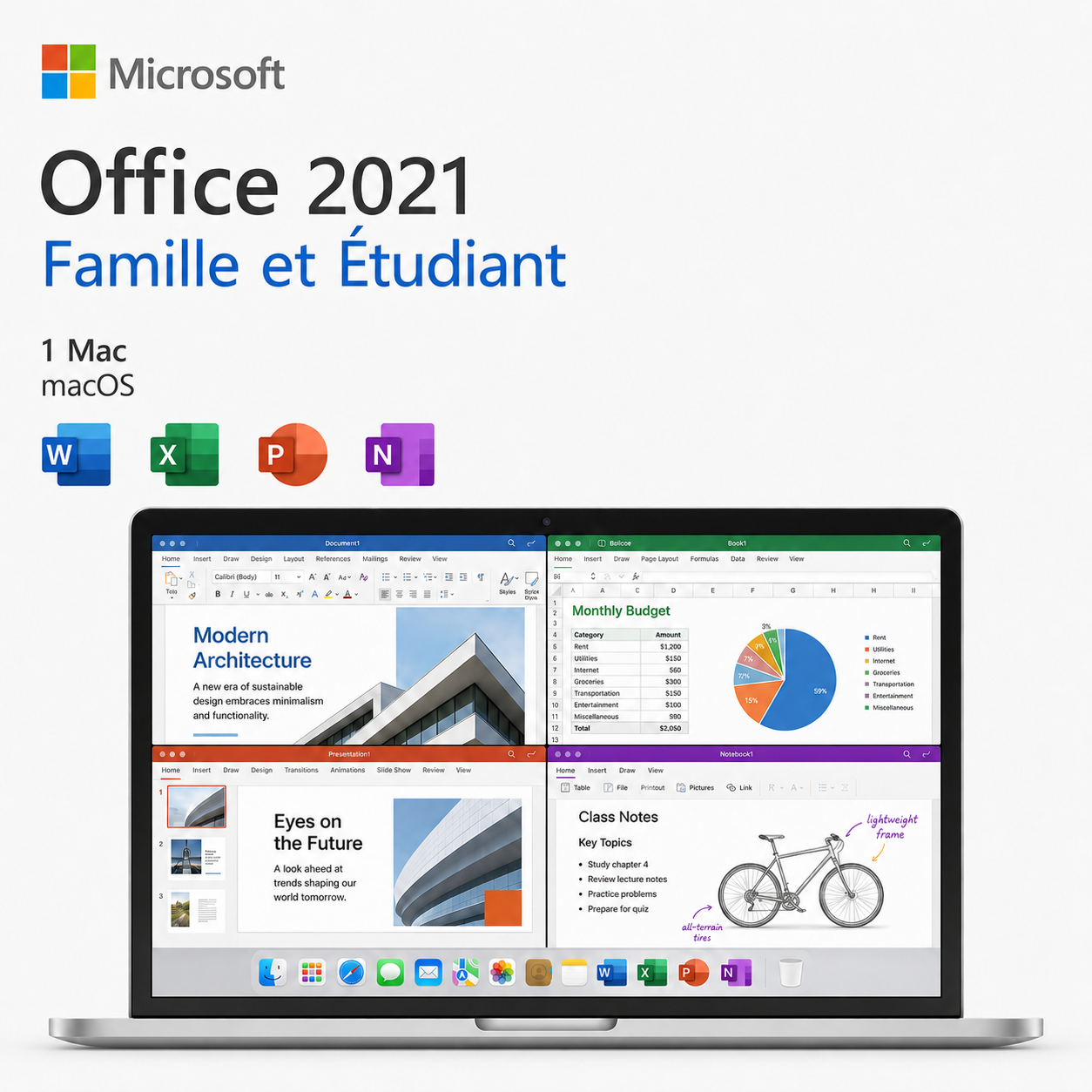 Microsoft Office 2021 Famille et Étudiant pour Mac