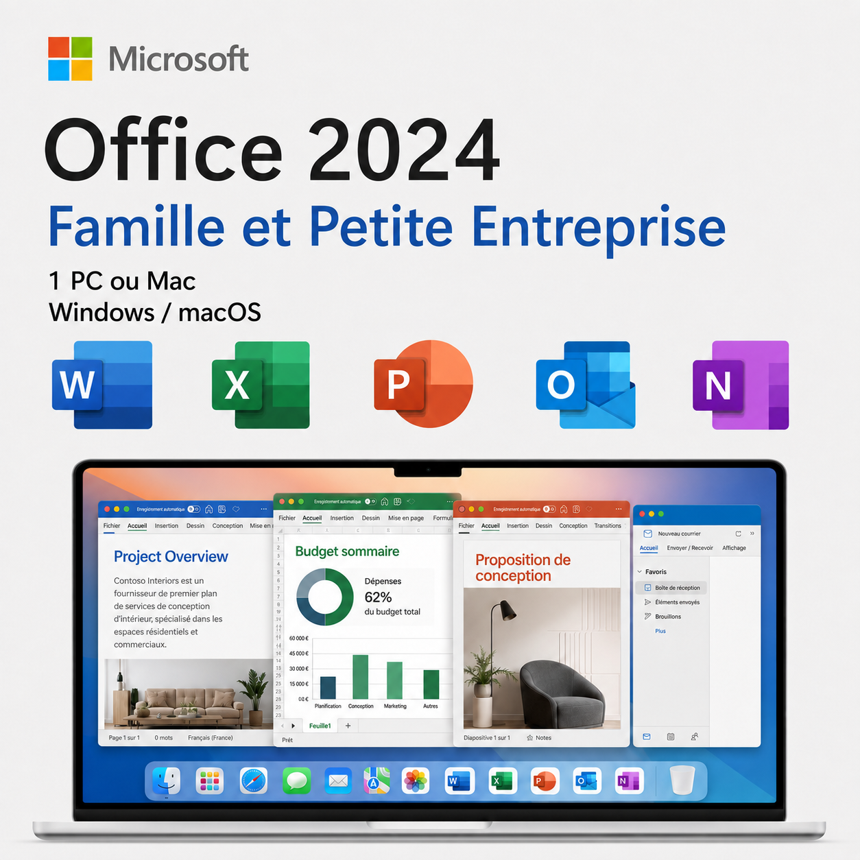 Microsoft Office 2024 Famille et Petite Entreprise – PC ou Mac
